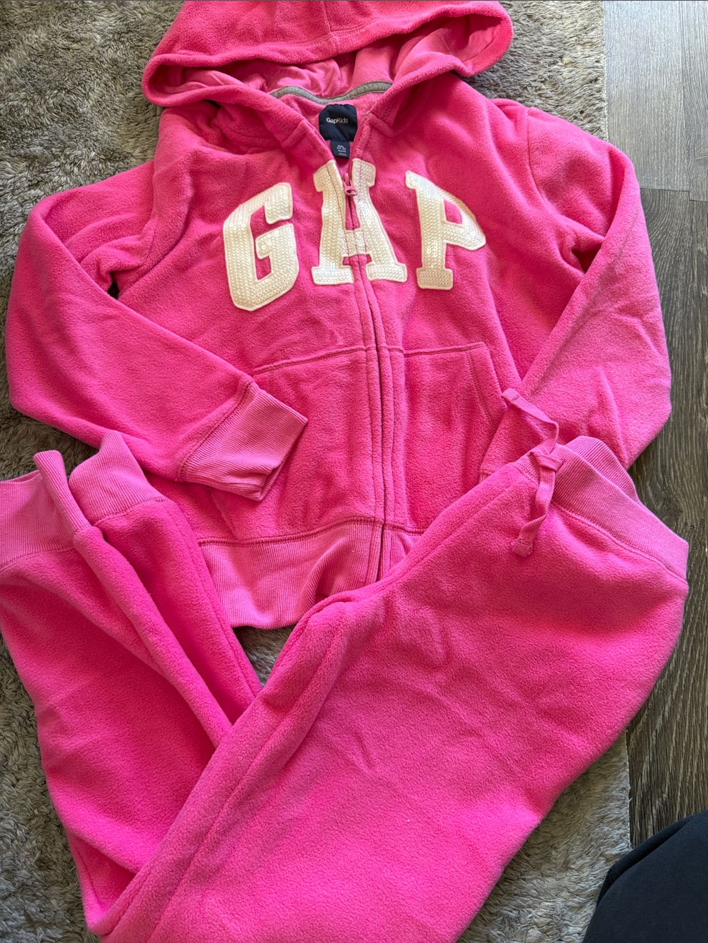 New Gap Kids Girls Xxl 14/16 Bright Pink Fleece Hoodie & Joggers Set- Fleece